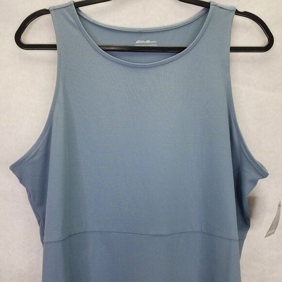 Eddie Bauer Dress Womens L Aster Sleeveless Empire Waist Blue UPF 50+ Travel NEW - Picture 3 of 16
